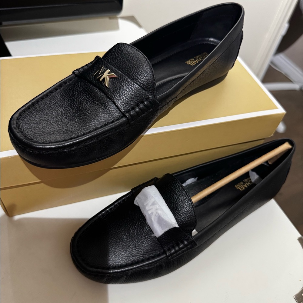 Michael Kors Black Leather Loafers Slip-On Classic